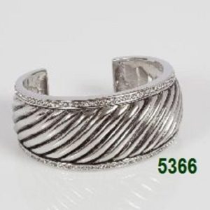 WIDE CABLE AND CZ CUFF BRACELET - NEW SPECIAL PRICE
