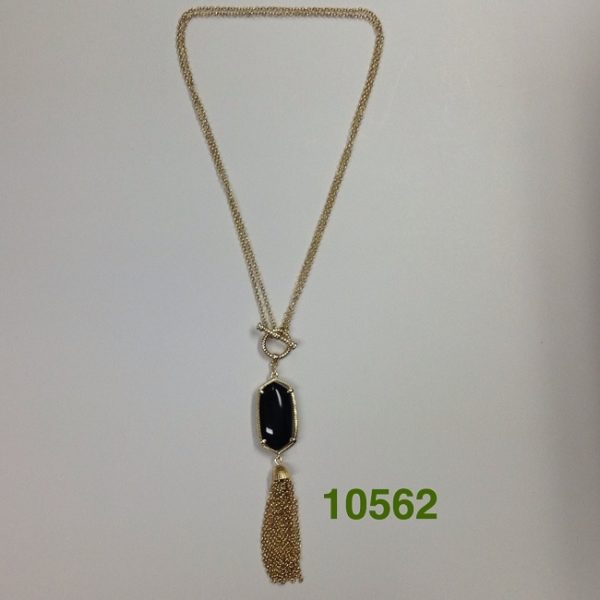 KS 30" GOLD ONYX LARGE OVAL WITH TASSEL TOGGLE NECKLACE