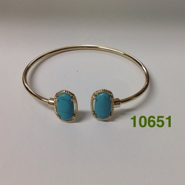 KS GOLD TURQUOISE SMALL OVAL TIPS CUFF BRACELET