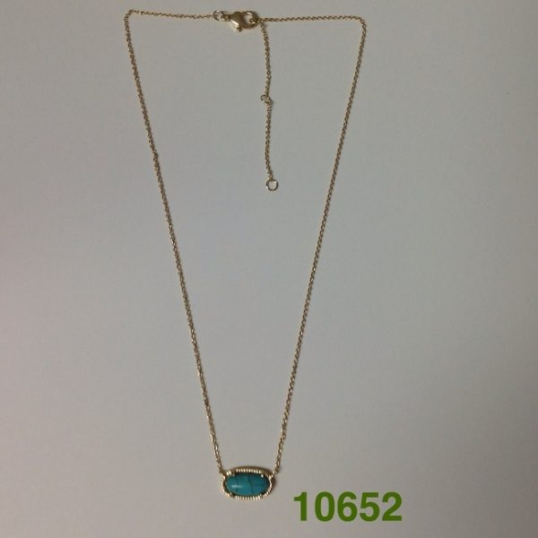 KS 16+2" GOLD TURQUOISE SMALL OVAL NECKLACE