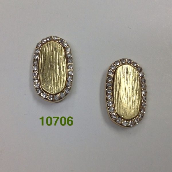 KS BRUSHED GOLD OVAL WITH PAVE POST EARRINGS