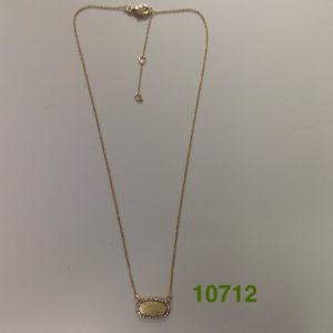 KS 16+2" BRUSHED GOLD OVAL WITH PAVE NECKLACE