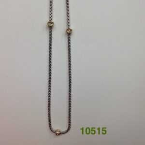 24" TWO TONE BOX CHAIN 3 GOLD RONDEL NECKLACE