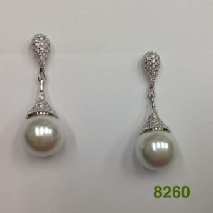 SILVER PAVE LARGE PEARL DROP POST EARRINGS