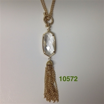 KS 30" GOLD CLEAR LARGE OVAL TOGGLE NECKLACE WITH TASSEL