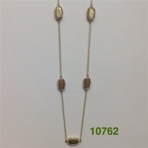 KS 36" BRUSHED GOLD OVAL WITH PAVE NECKLACE