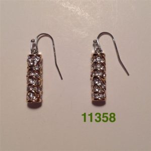 TWO TONE CRYSTAL BAR WIRE EARRINGS