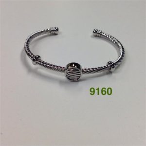 SILVER ROUND WAVY CENTER CABLE BRACELET - SPECIAL