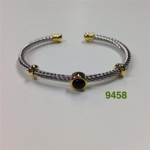 TWO TONE ONYX CABLE BRACELET - SPECIAL