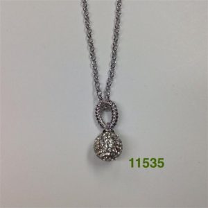 SILVER CRYSTAL BALL PENDANT NECKLACE