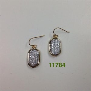 KS GOLD MEDIUM PAVE OVAL WIRE EARRINGS