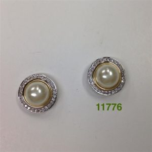 TWO TONE CZ AND PEARL POST EARRINGS