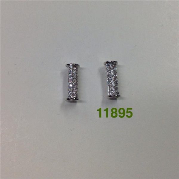 SILVER PAVE CZ BAR POST EARRINGS