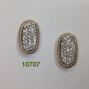 KS TWO TONE SMALL OVAL PAVE POST EARRINGS