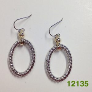 TWO TONE OVAL CABLE LINK EARRINGS