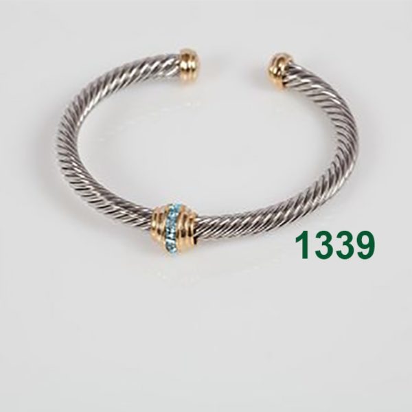 AQUA GOLD TIPS SILVER CABLE CUFF WITH SINGLE GOLD RONDEL BRACELET - SPECIAL