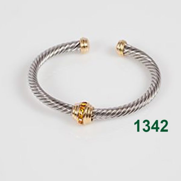 GOLDEN TOPAZ GOLD TIPS SILVER CABLE CUFF WITH SINGLE GOLD RONDEL BRACELET - SPECIAL