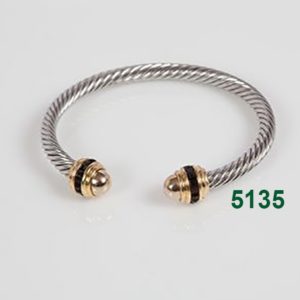 JET GOLD TIPS SILVER CABLE CUFF WITH GOLD RONDEL BRACELET - SPECIAL