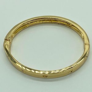 GOLD WITH SMALL SCREW HEADS HINGED BRACELET 10279 alt