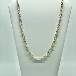 Two Tone Cable Link Necklace with Toggle 2422 13210