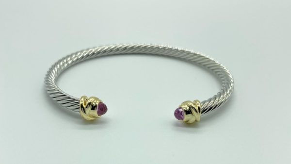 Two Tone Amethyst with Wrap Cable Cuff 12788