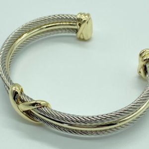 Two Tone Cable Large X Cuff 12776 alt