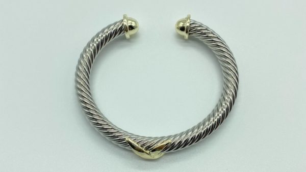 Two Tone Cable X Cuff 12778 alt
