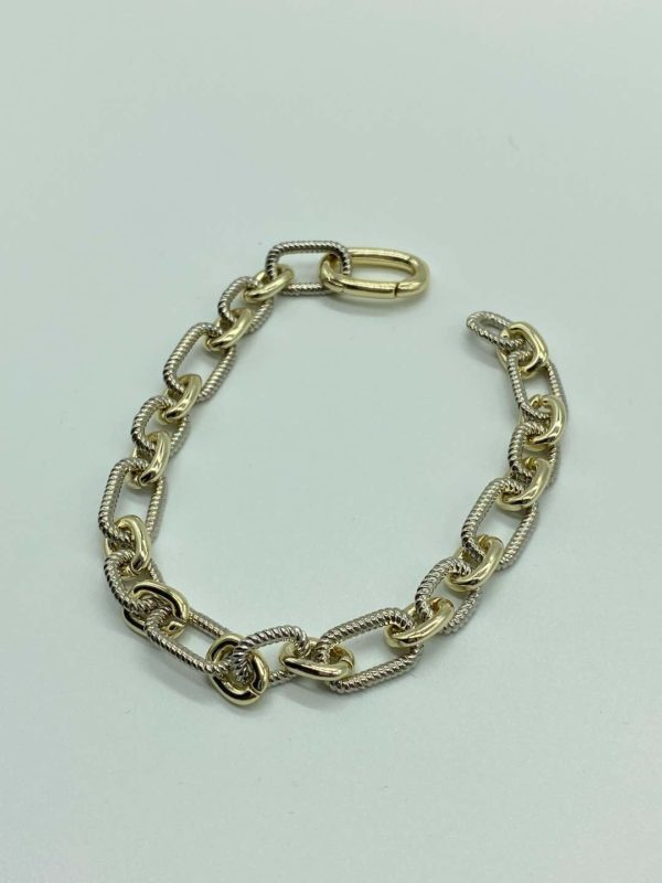 Two Tone Cable and Link Bracelet with Lobster Clasp 13063 alt