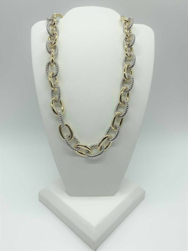 Two Tone Cable and Link Necklace with Toggle Clasp 12299