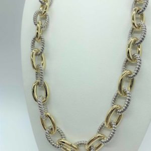 Two Tone Cable and Link Necklace with Toggle Clasp 12299 alt