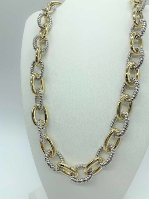 Two Tone Cable and Link Necklace with Toggle Clasp 12299 alt