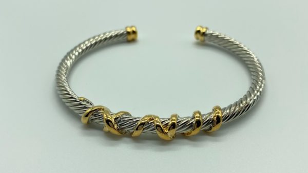 Two Tone Cable with Gold Wrap Cuff 12766