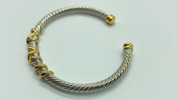 Two Tone Cable with Gold Wrap Cuff 12766 alt