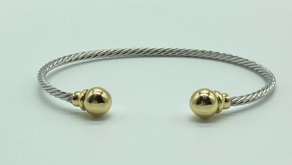 Two Tone Cable with Round Gold Tip Cuff 13113