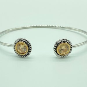 Two Tone Cuff with Round Champagne Stone 13068