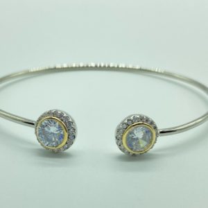 Two Tone Cuff with Round Clear Stone 13066