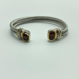 Two Tone Double Cable Cuff with Smoky Topaz Stone 1365