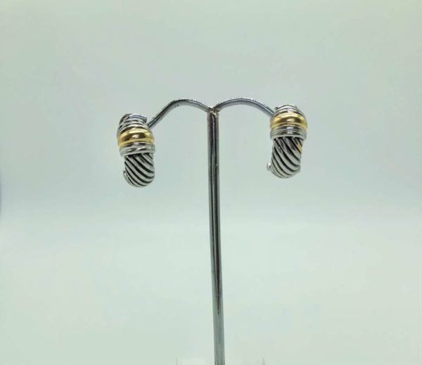 Two Tone Huggie Earrings 12762
