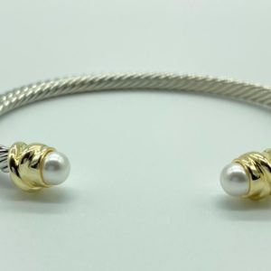 Two Tone Pearl with Wrap Cable Cuff 12789