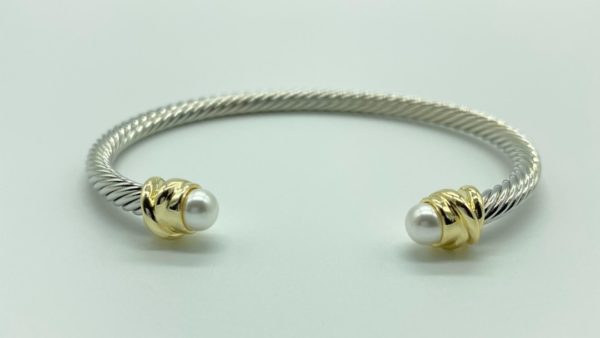 Two Tone Pearl with Wrap Cable Cuff 12789