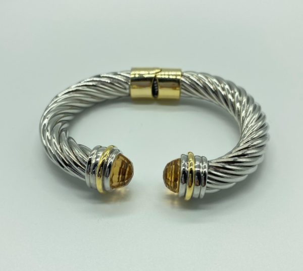 Two Tone Wide Cable Hinged with Champagne Stone 10306